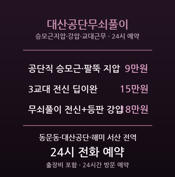 서산 출장마사지 - 대산공단 동문동 해미 공단직 무쇠풀이
